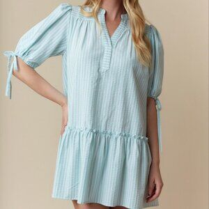 FANTASTIC FAWN MINT & WHITE STRIPED DRESS